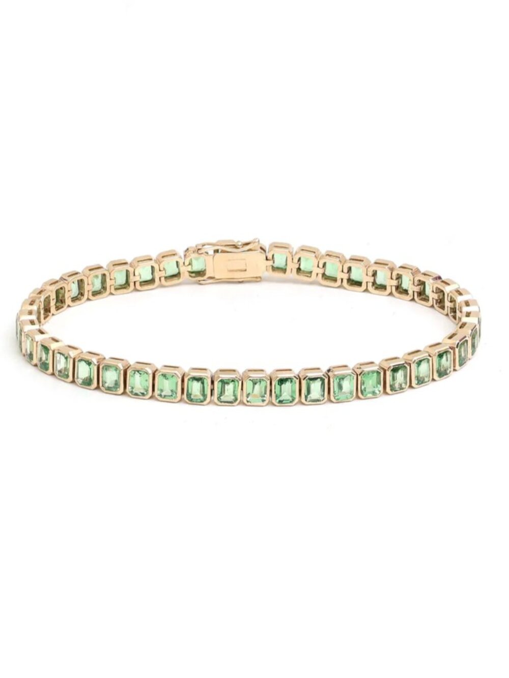 Lush Green 14K (Custom) Yellow Gold Emerald-Cut Bracelet